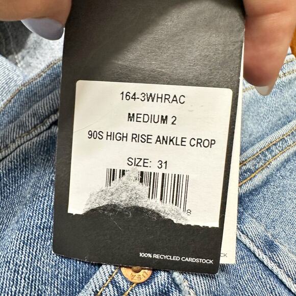 NWT RE/DONE Originals 90s High Rise Ankle Crop Jeans Medium Blue Women 31 - Picture 7 of 11